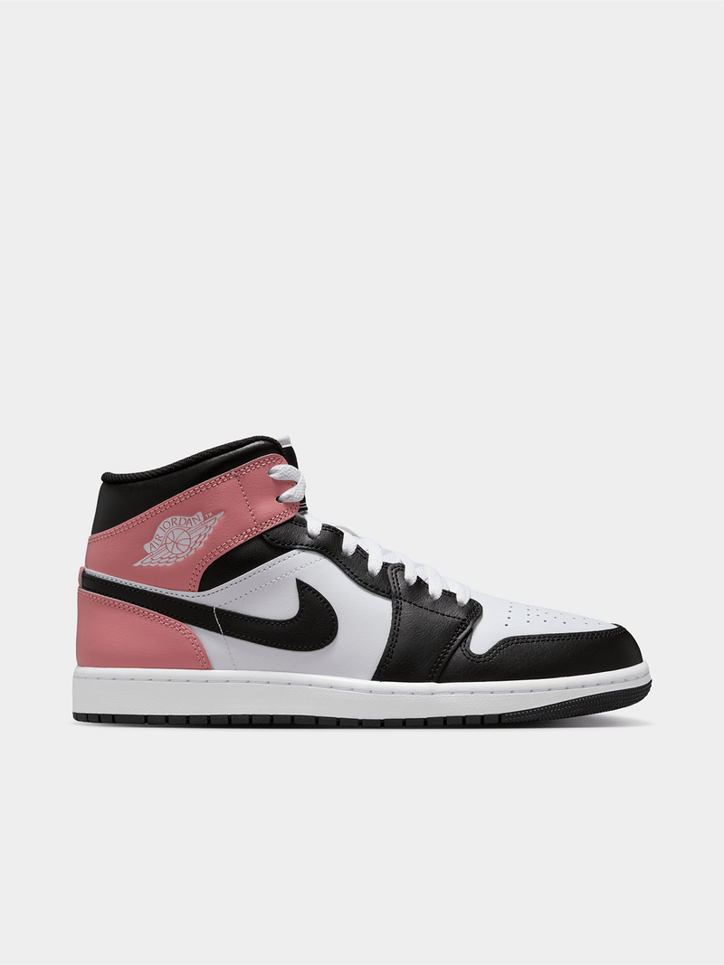 Jordan Men's 1 Mid White/Pink Sneaker