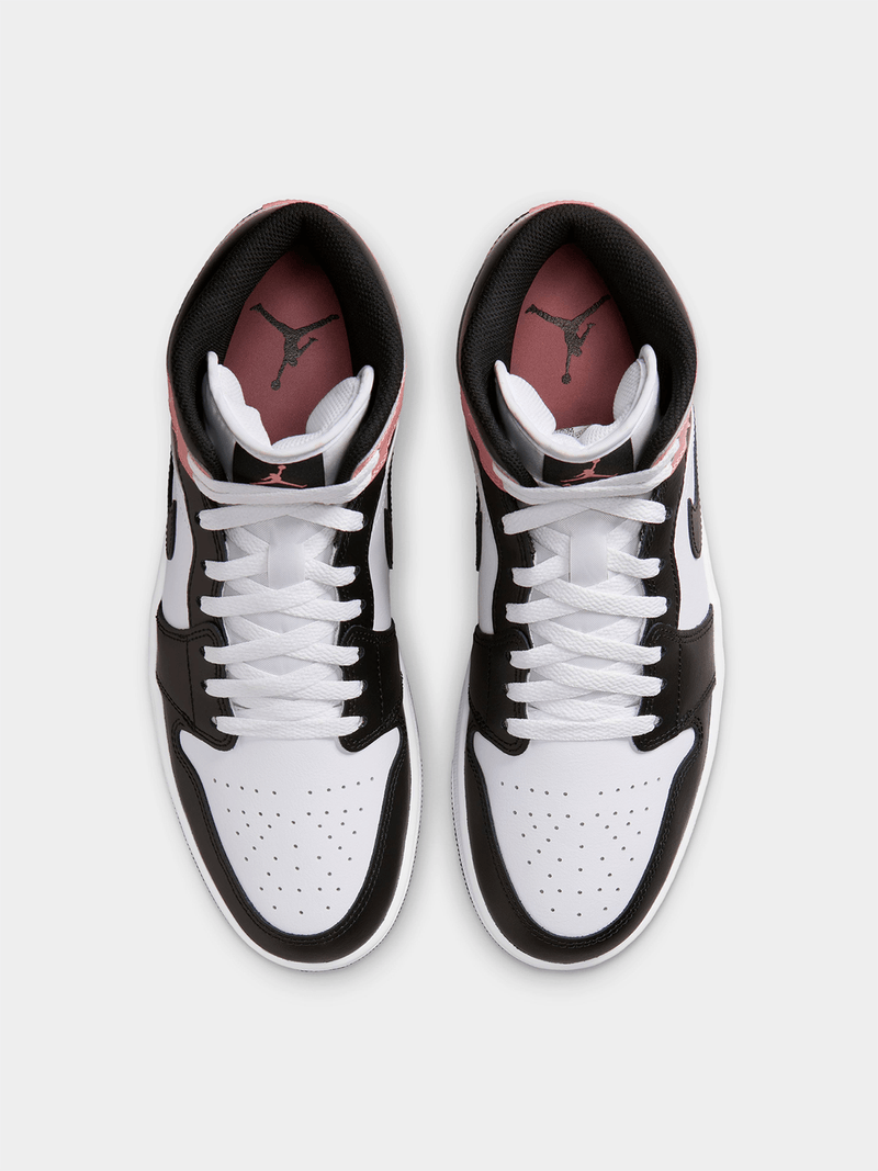 Jordan Men's 1 Mid White/Pink Sneaker