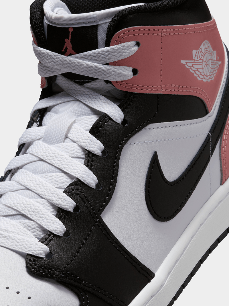 Jordan Men's 1 Mid White/Pink Sneaker