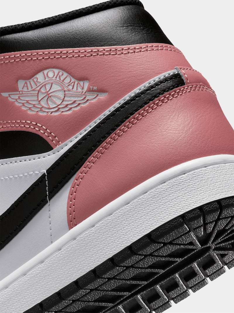 Jordan Men's 1 Mid White/Pink Sneaker