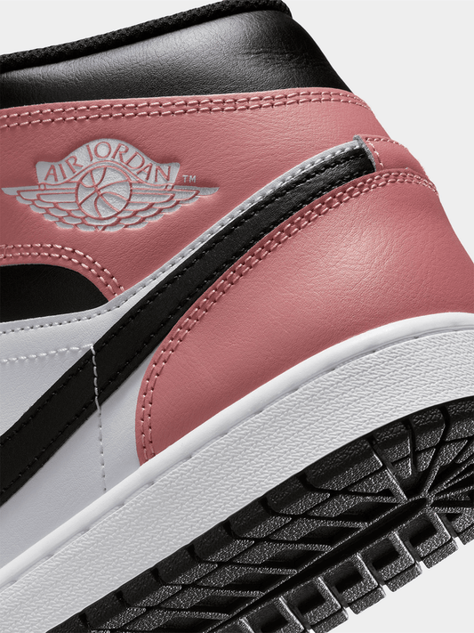 Jordan Men's 1 Mid White/Pink Sneaker