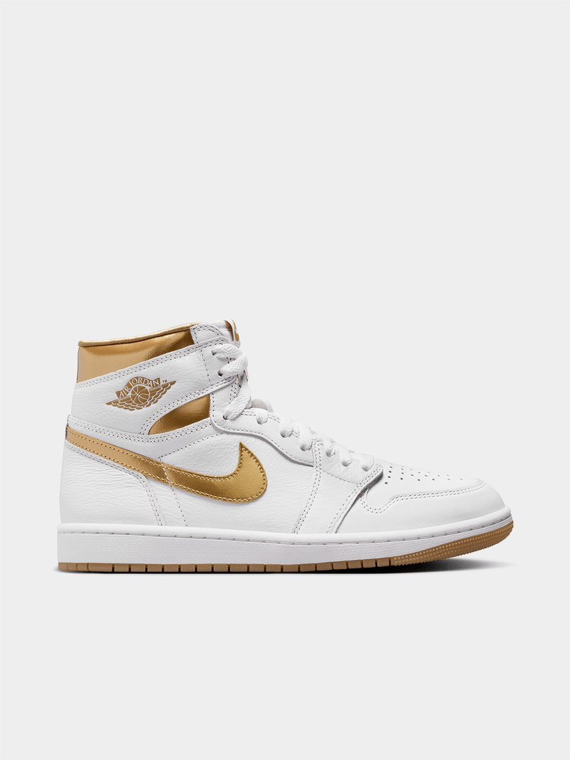 Jordan Women's 1 Retro High OG White/Gold Sneaker