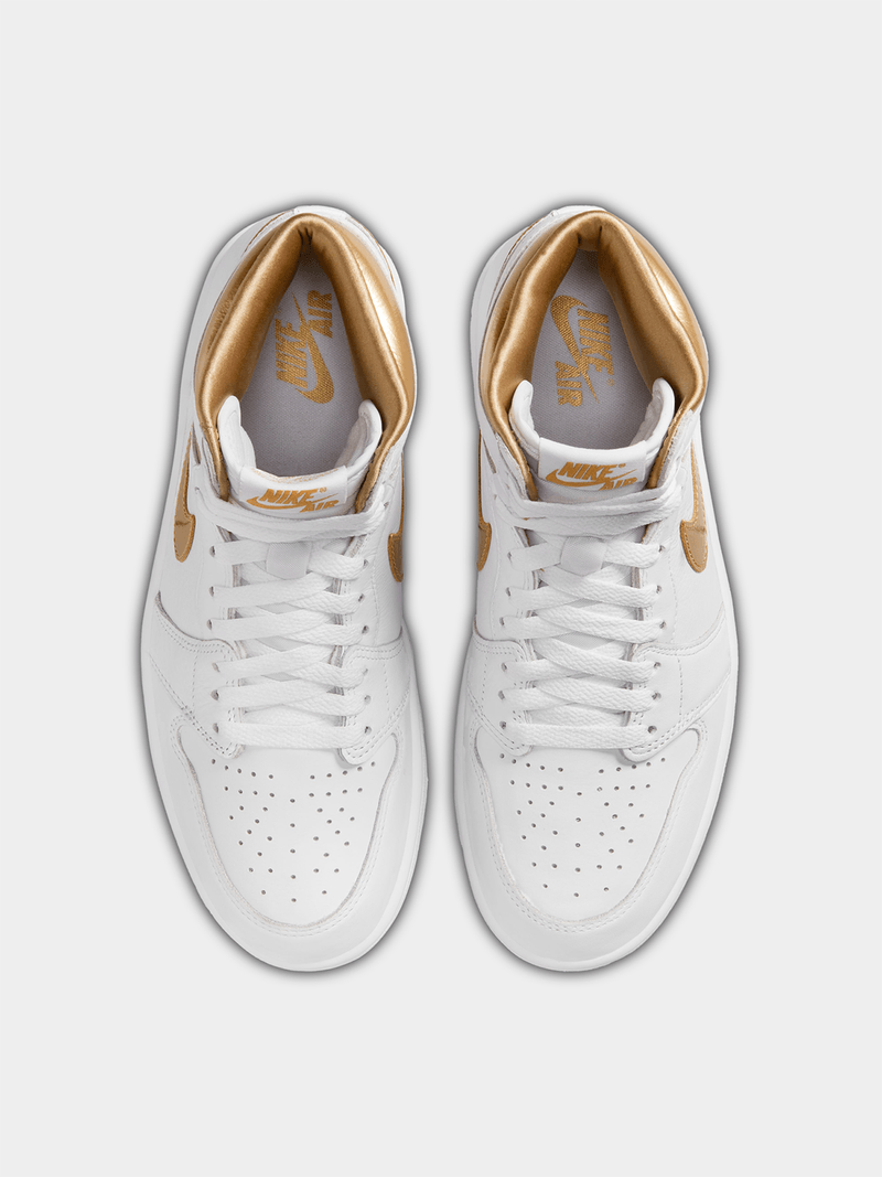 Jordan Women's 1 Retro High OG White/Gold Sneaker