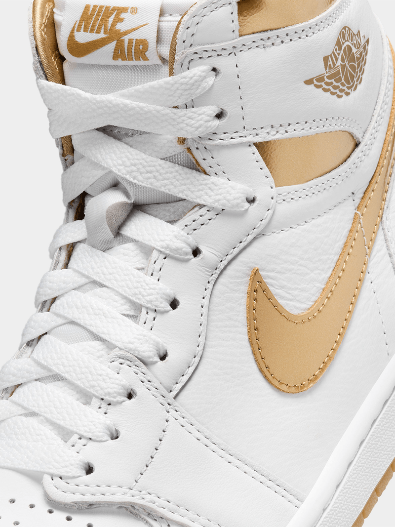 Jordan Women's 1 Retro High OG White/Gold Sneaker