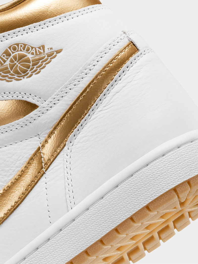 Jordan Women's 1 Retro High OG White/Gold Sneaker