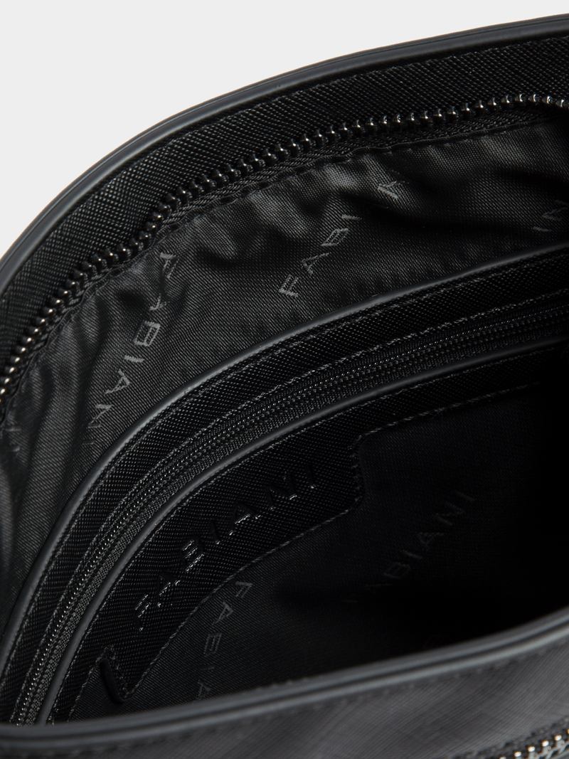 Fabiani Men's Black Fiore Monogram Crossbody Bag