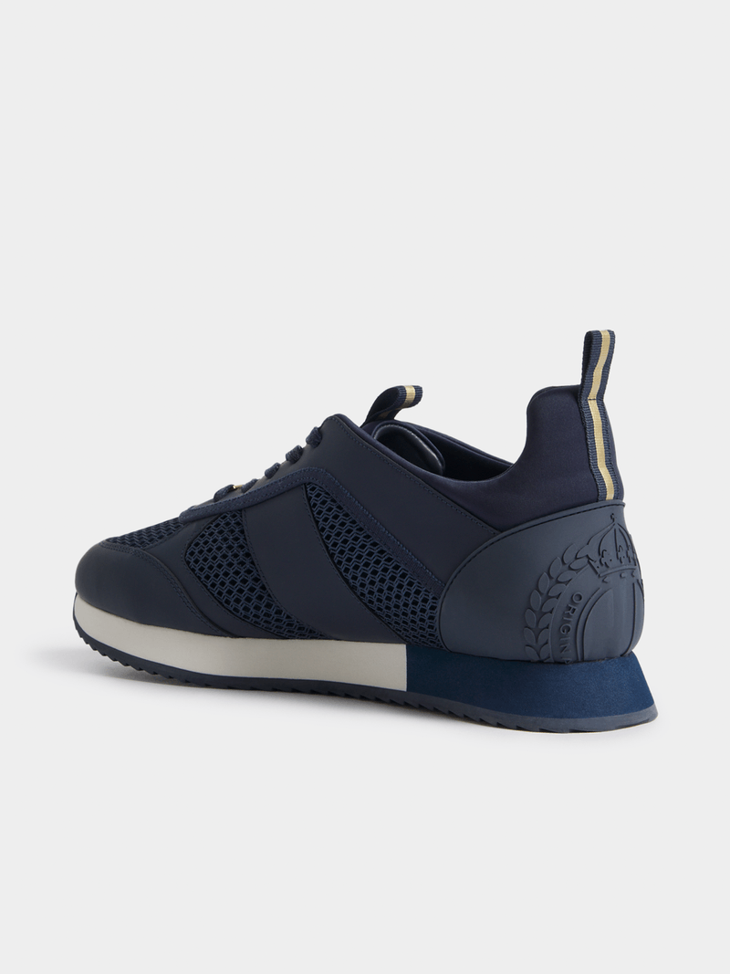 Fabiani Men's Navy/Gold Leather Side Stripe Runners