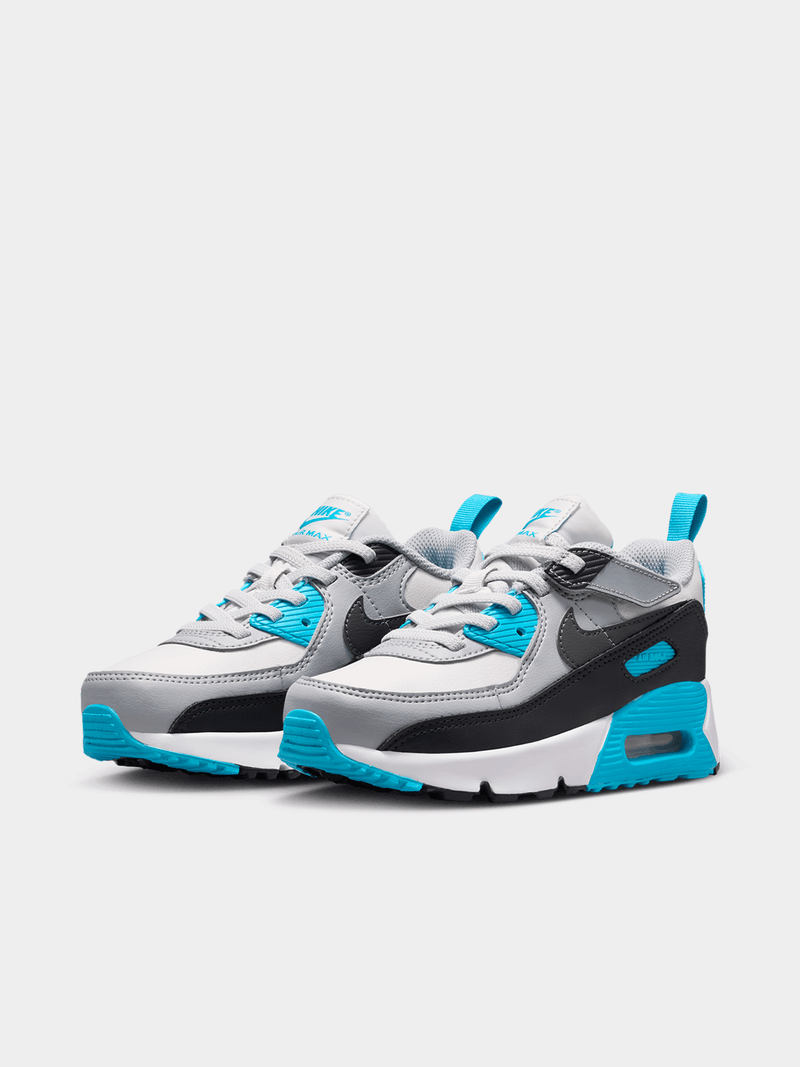 Nike Kids Air Max 90 Platinum/Grey/Blue Sneaker Nike